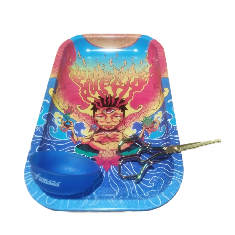 Kit 5 Bandejas Papelito Media+Tesoura ABDZ+Cuia Fumaza