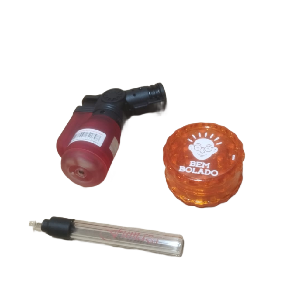 Kit 4 Triturador bem bolado+Seda de Vidro Fumaza+ Macarico Fire